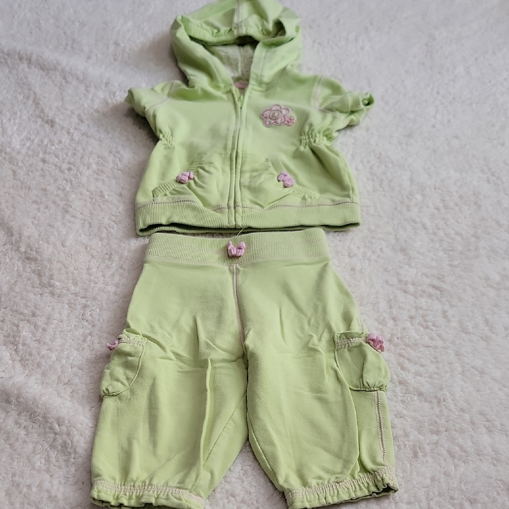 Carter's 18M Green Pink Floral Bows Summer Outfit